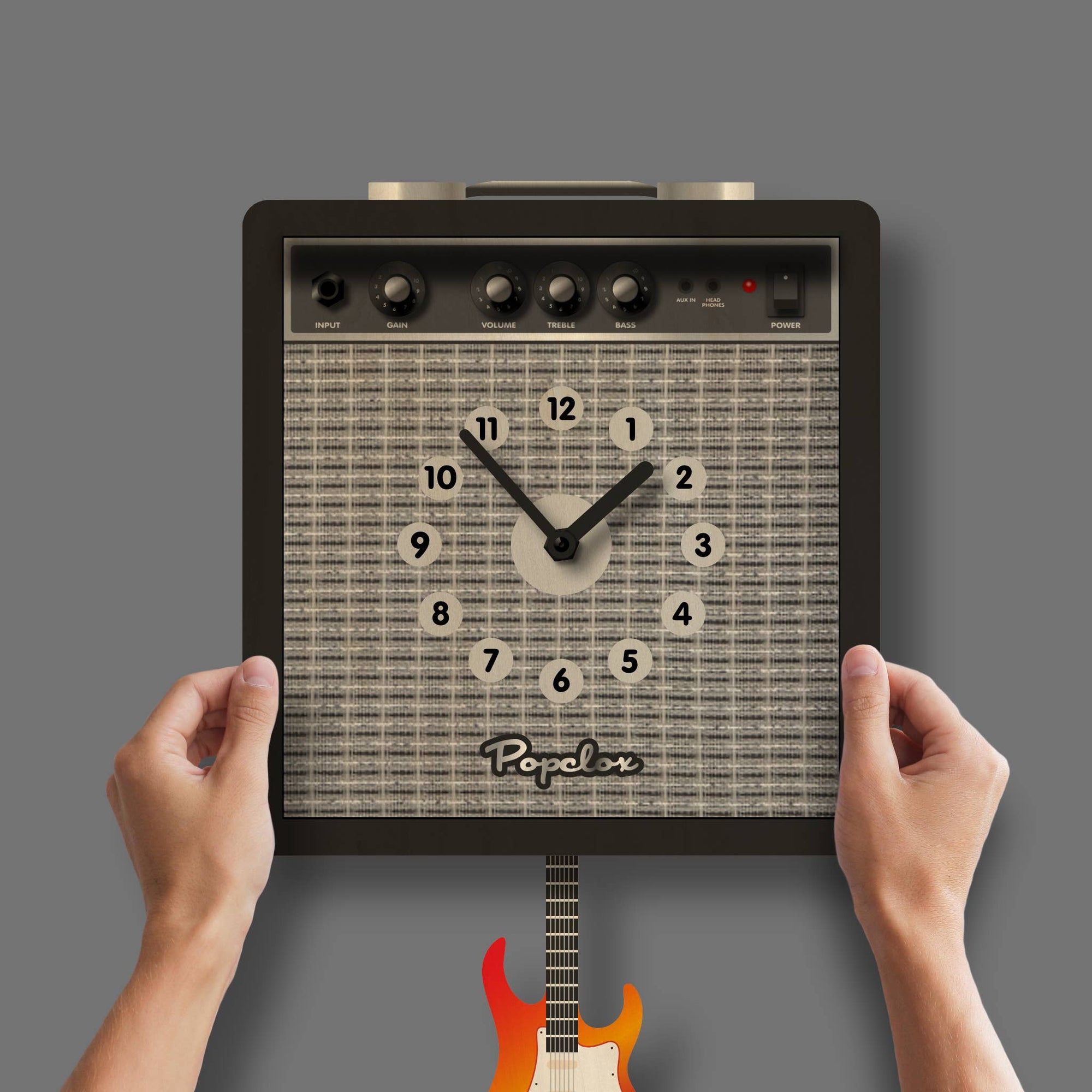 Guitar Amp Pendulum Clock - Wood