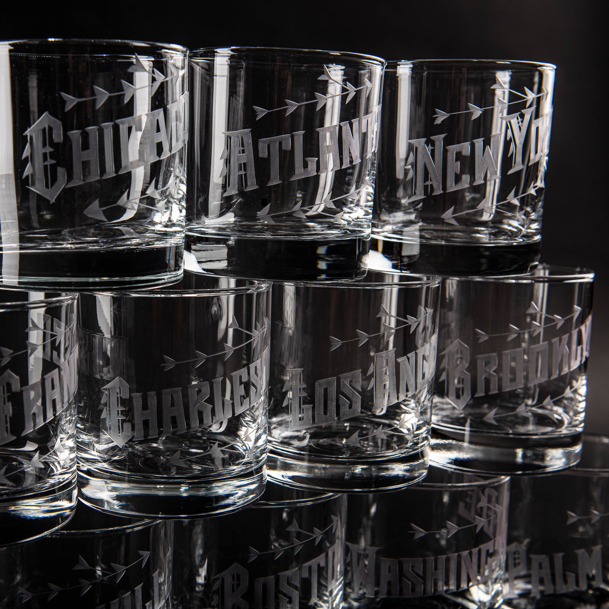SAN FRANCISCO Hand Engraved Glasses -set of 2