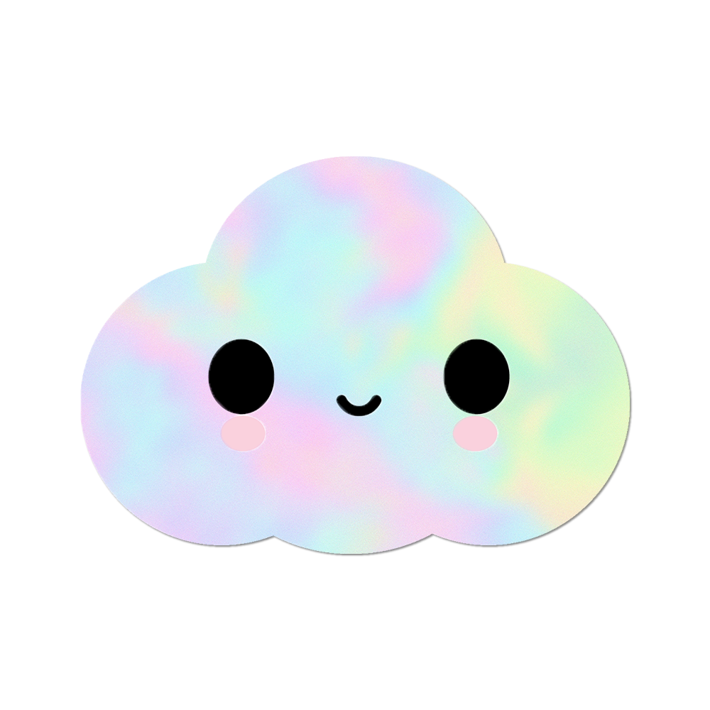 Colorful cloud with a smiley face on a white background