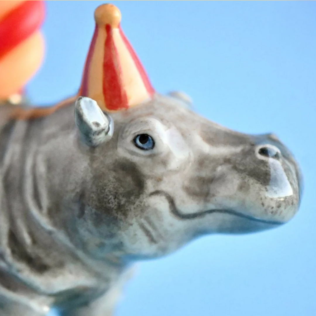 Porcelain Animal Cake Topper -hippo