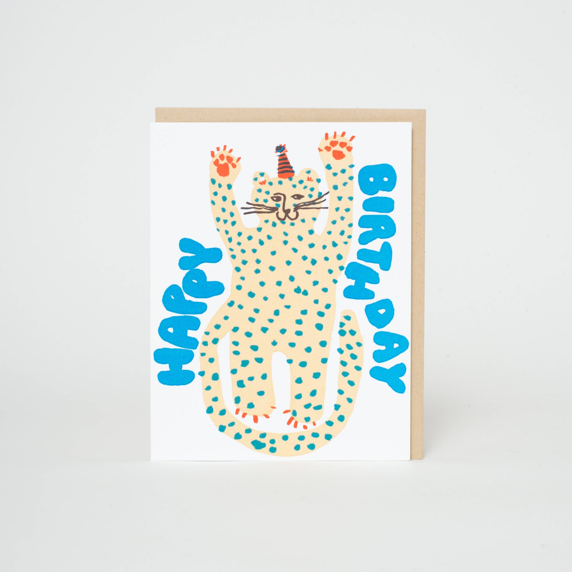 Birthday Party Cheetah Letterpress Card