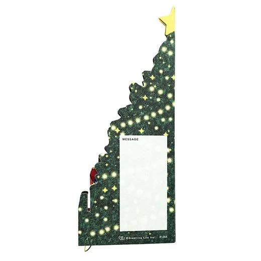 Christmas tree-shaped photo frame with lights and a star on a white background