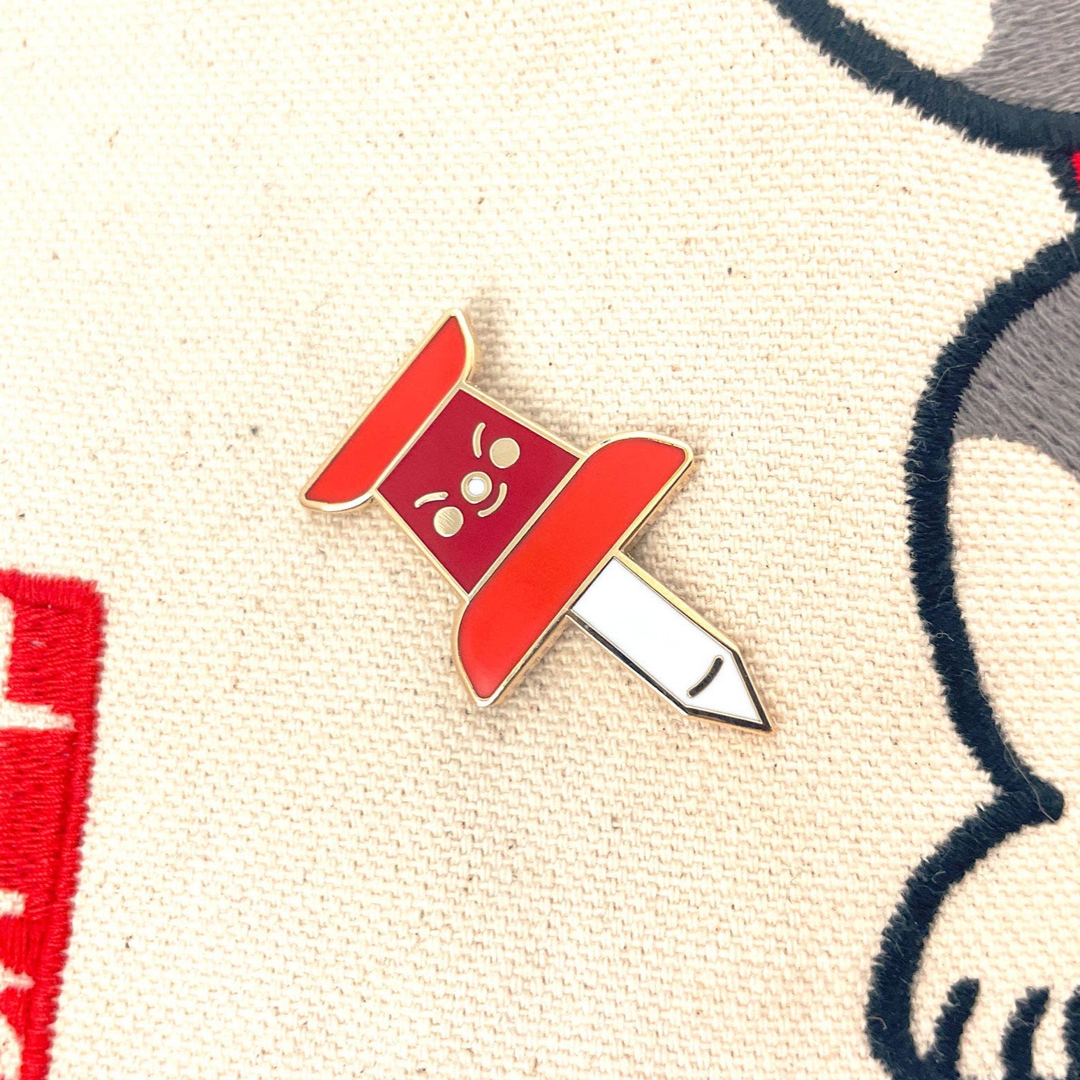 Feeling Angy Thumbtack Gold Enamel Pin | Office Supplies