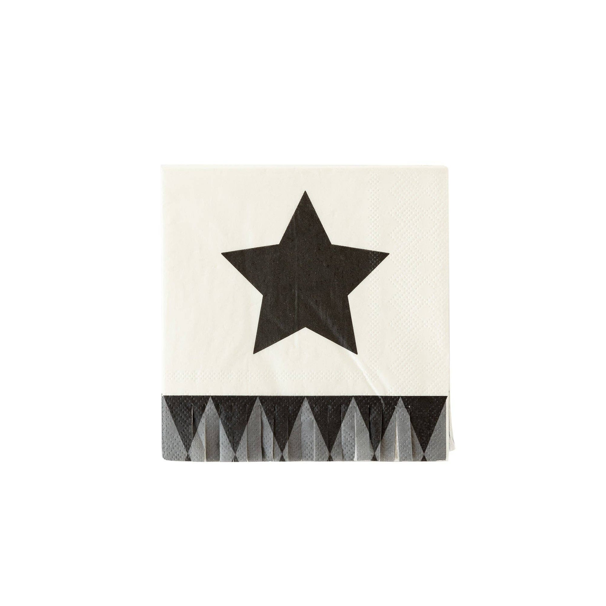 Napkin with a black star design on a white background
