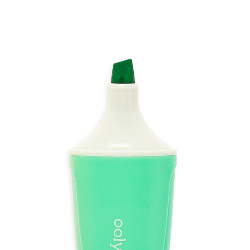 Green highlighter with white cap on a white background