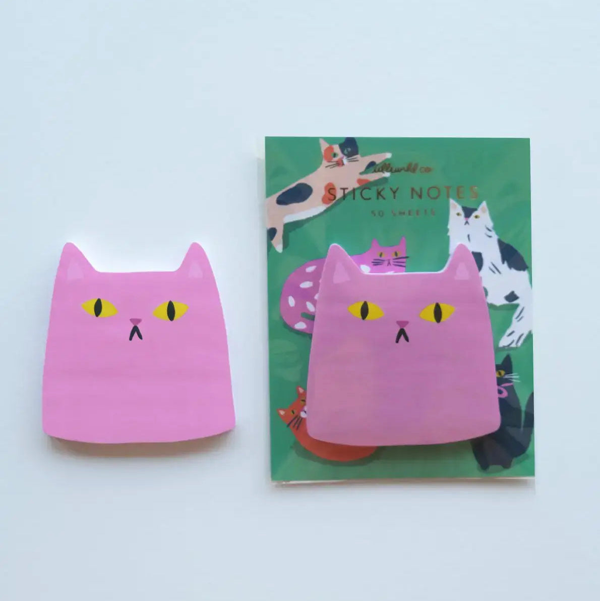 Pink Cat Die-Cut Sticky Notepad