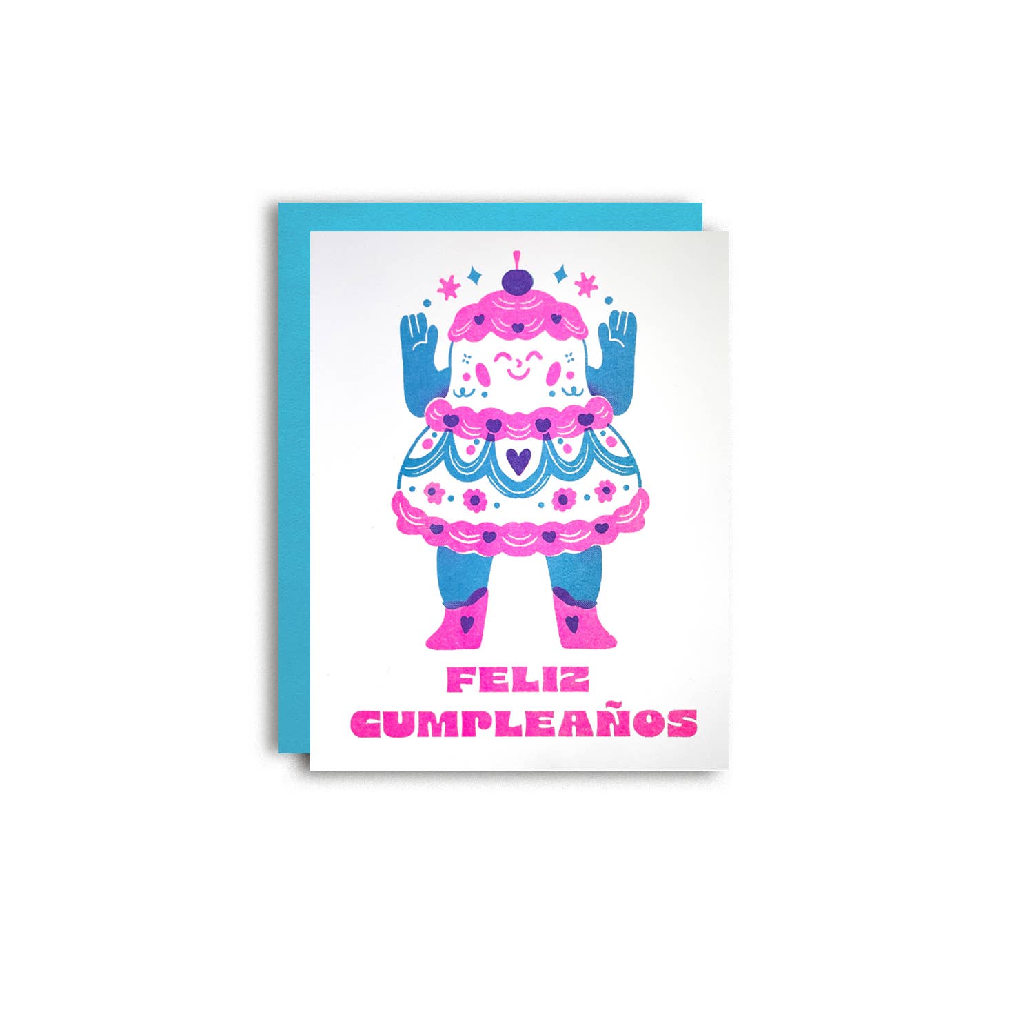 Feliz Cumpleanos - Spanish Birthday Risograph Card 