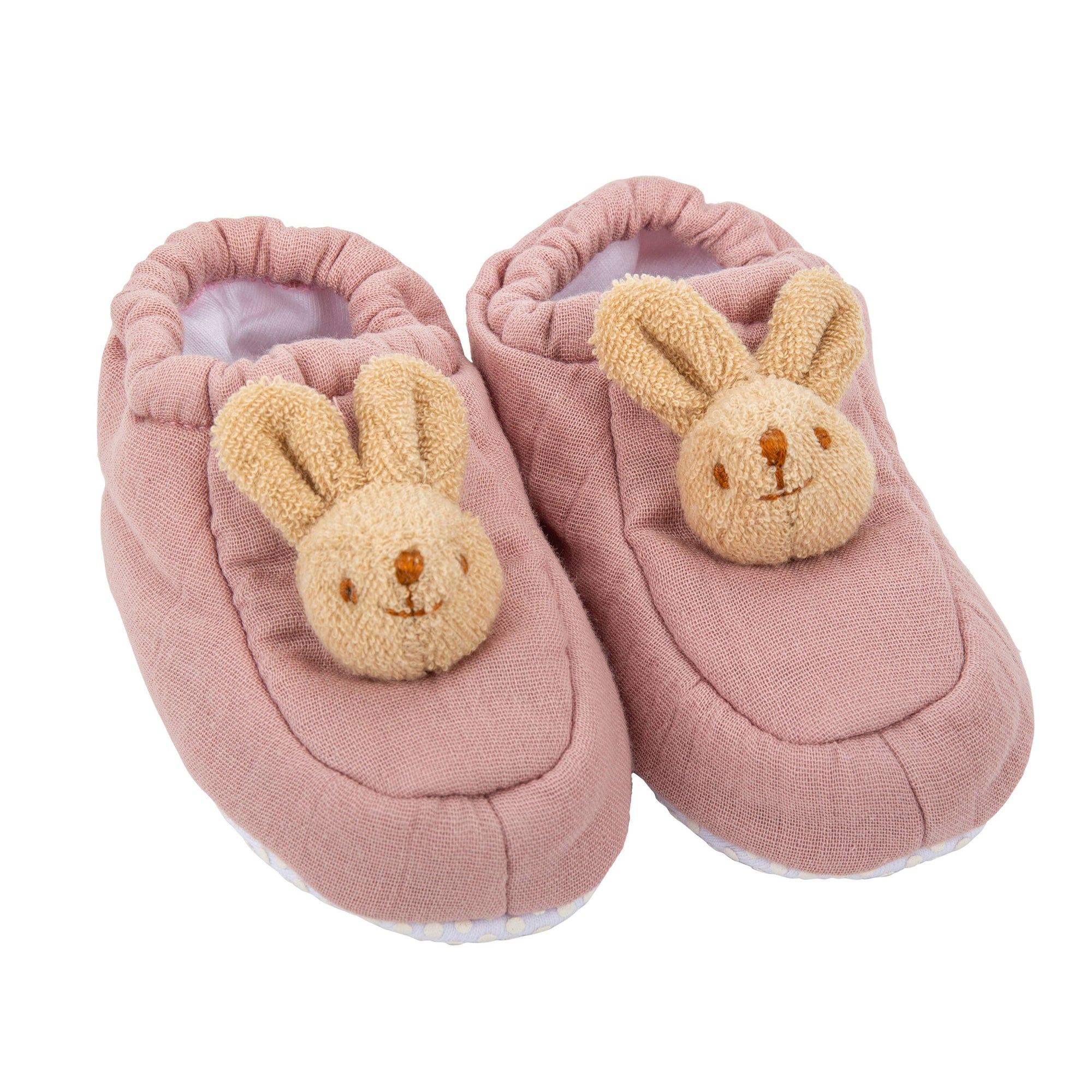 Organic Cotton Rabbit Slippers Old Pink