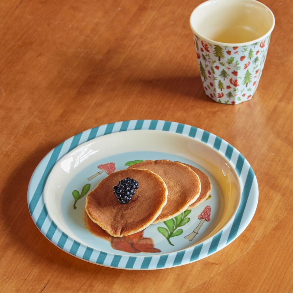 Melamine Kids Plate - Blue Happy Forest Print