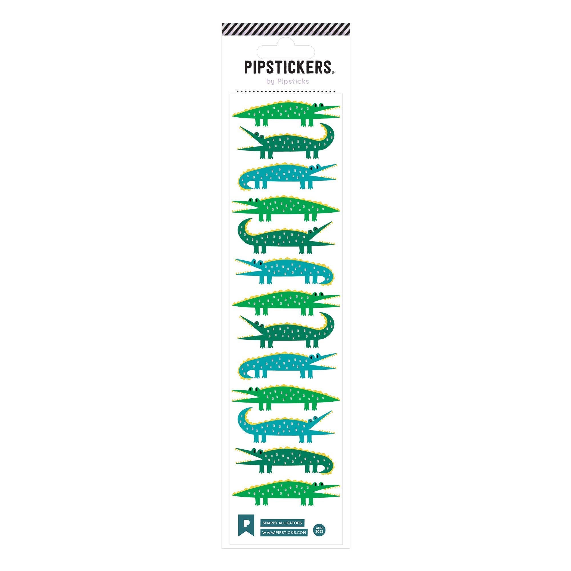 Pack of PipStickers with green crocodile illustrations on a white background