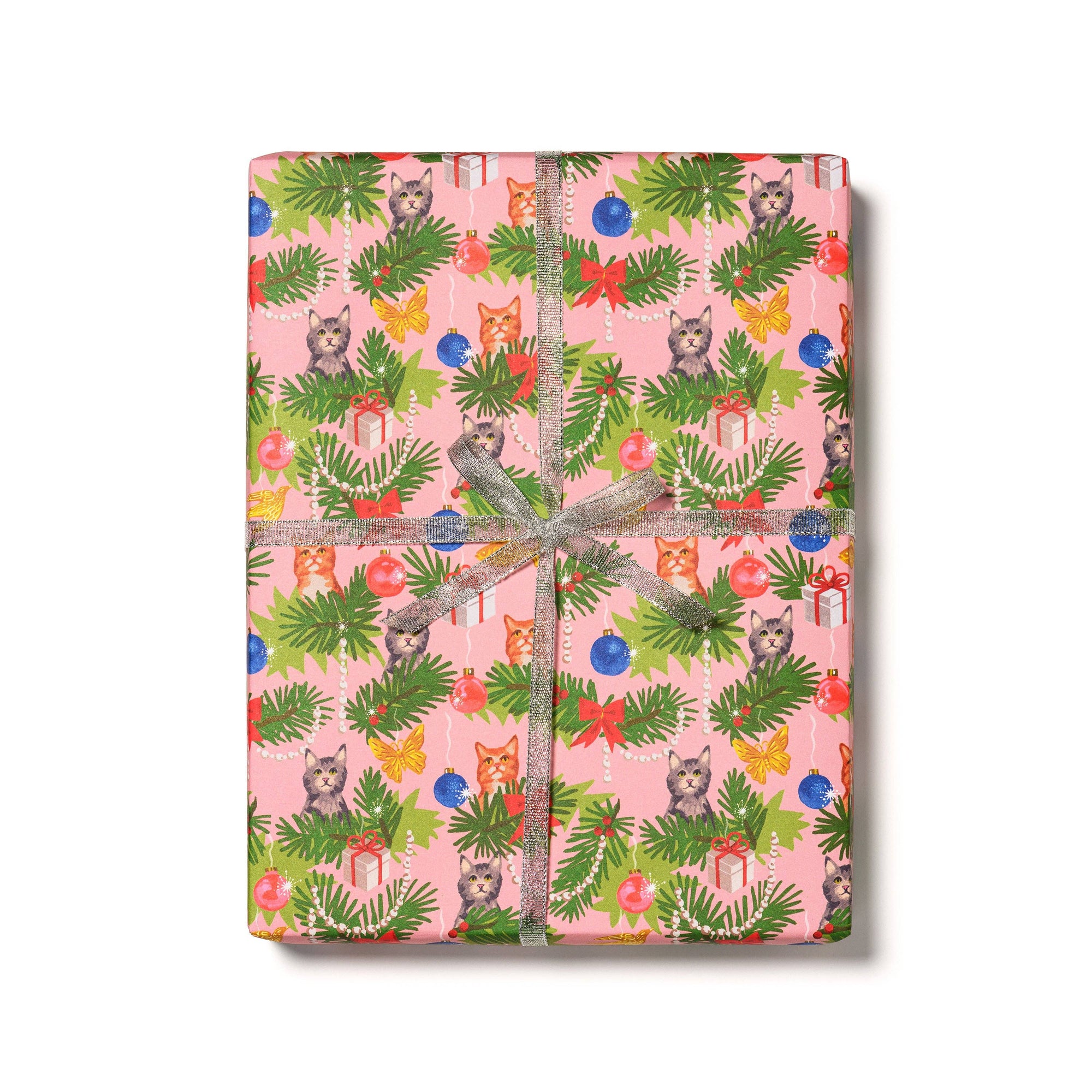 Meowy Christmas holiday wrapping paper -Single sheet