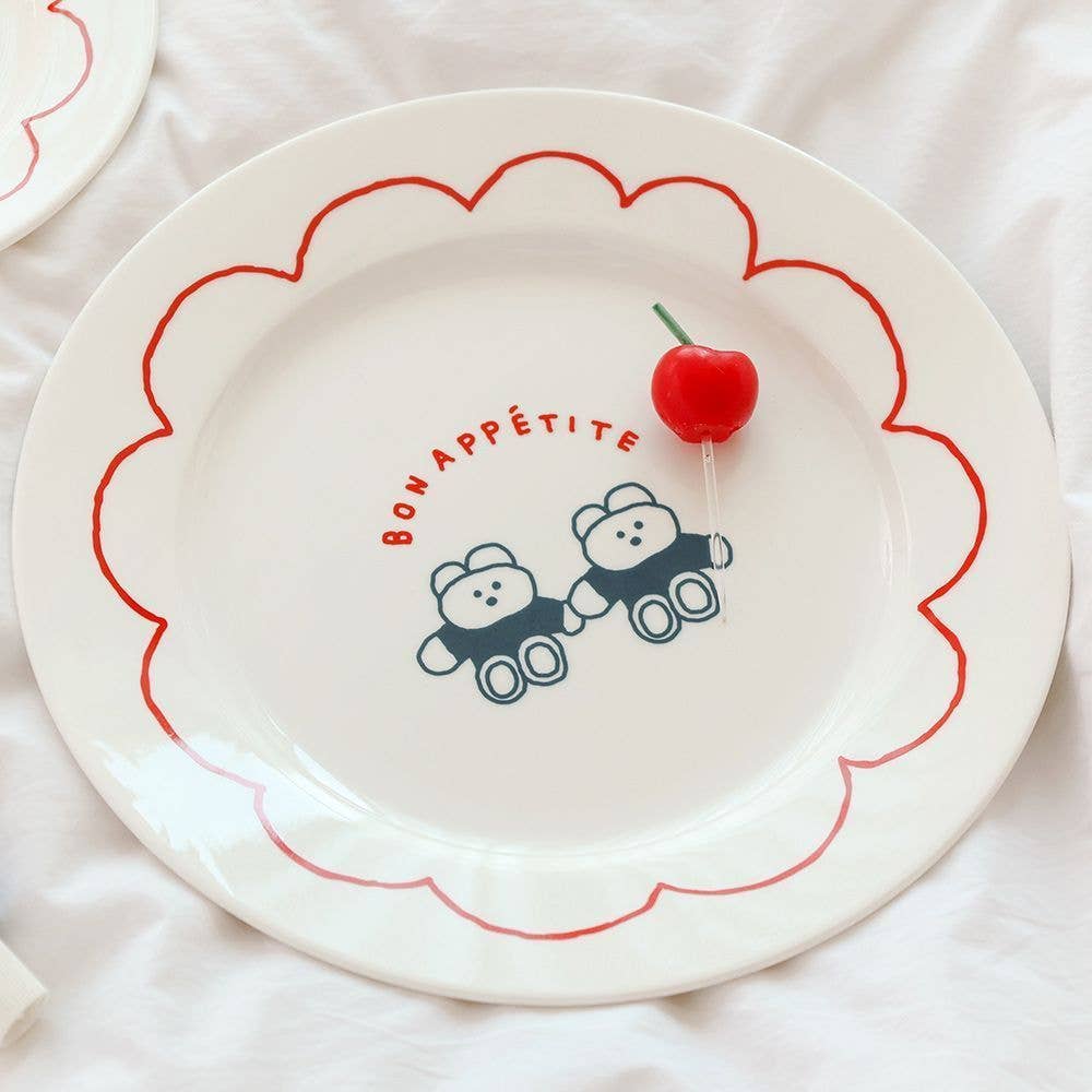 Ceramic Home Cafe Plate-Cafe Deco Dessert Plate-Bear
