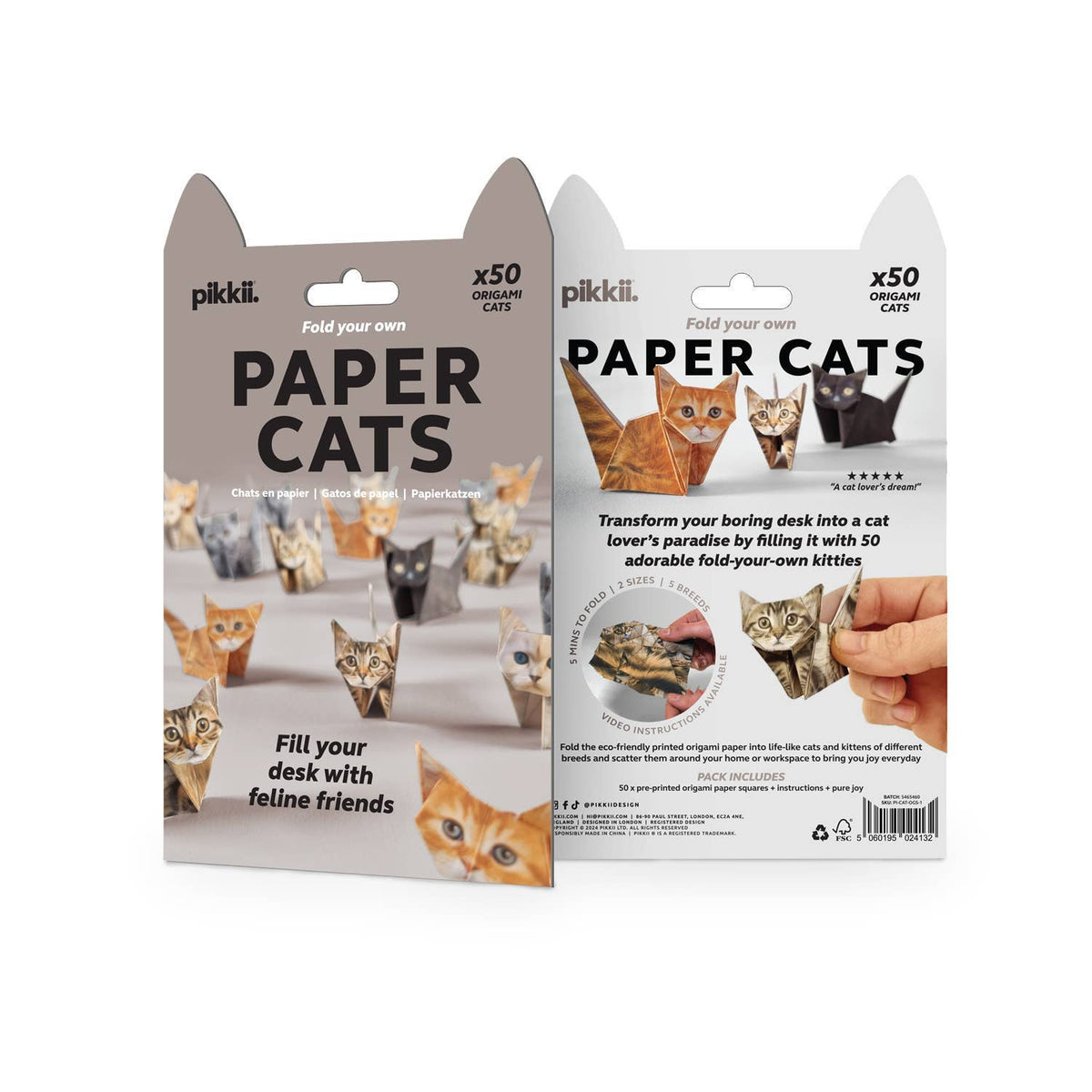 Two packages of pikki! Paper Cats on a white background