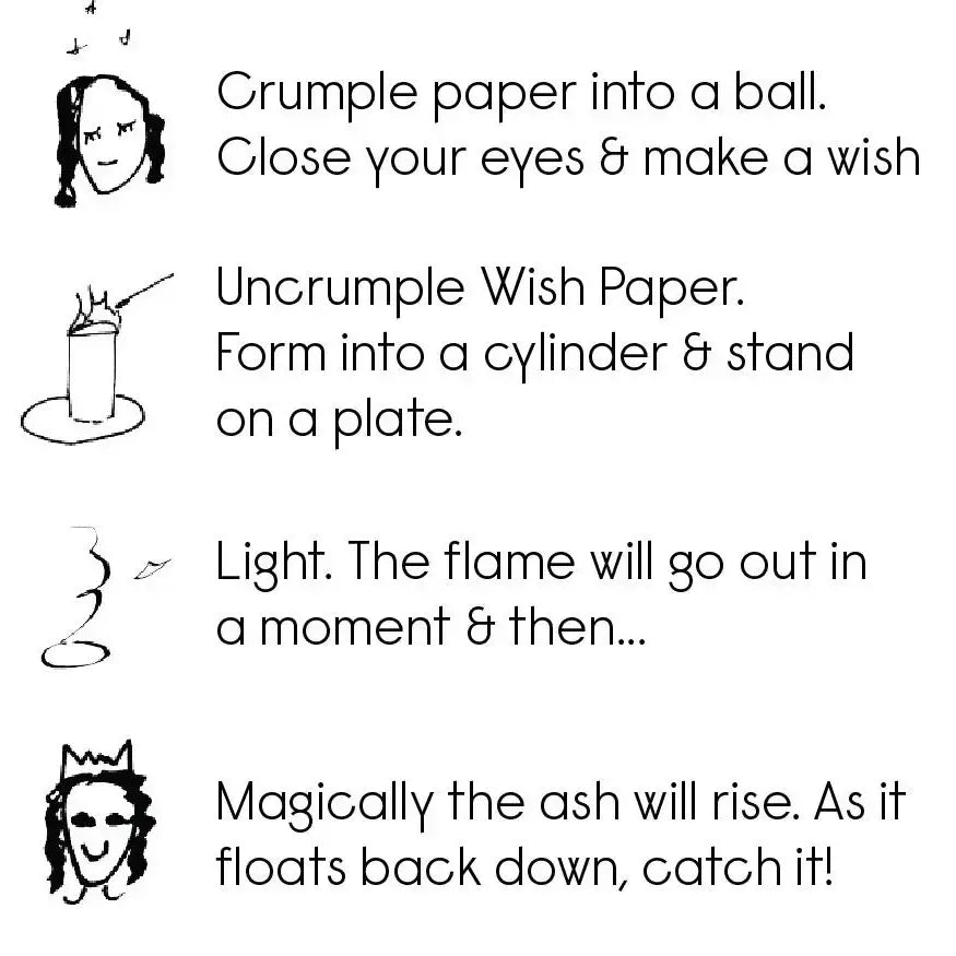 Instructions for a magic trick involving crumpled paper and a flame.