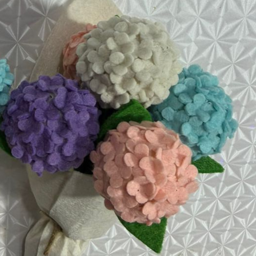 Bouquet of multicolored flowers on a textured white background
