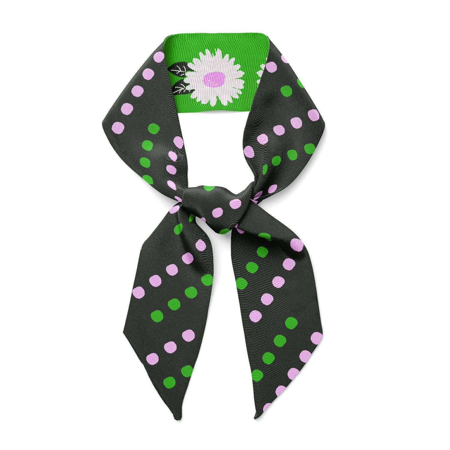 WHITE FLOWER  - Twilly Ribbon Scarf