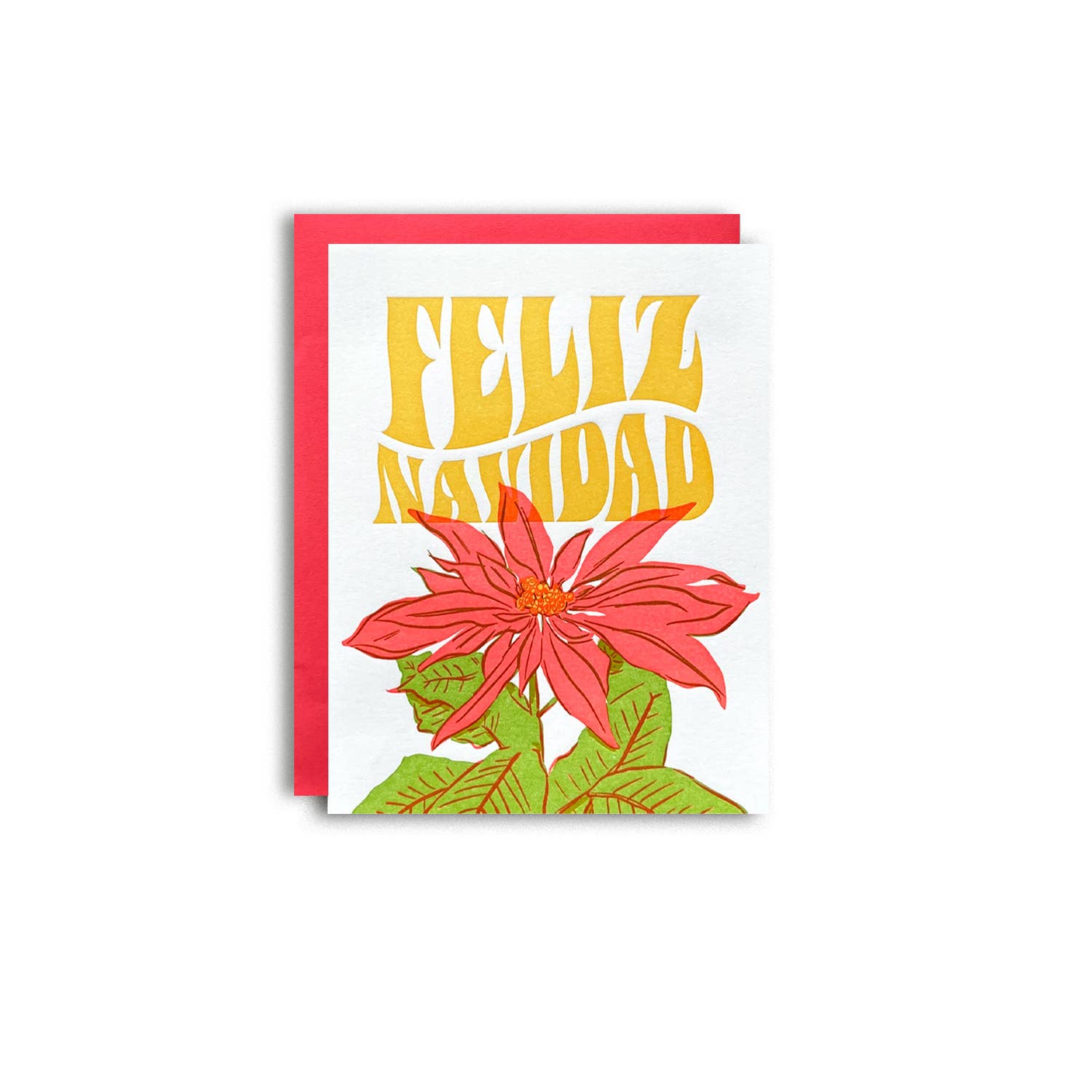 Feliz Navidad Poinsettia - Holiday Letterpress Card