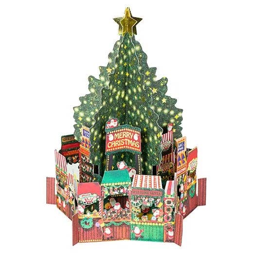 Christmas tree-shaped Advent calendar with lights and small doors to open