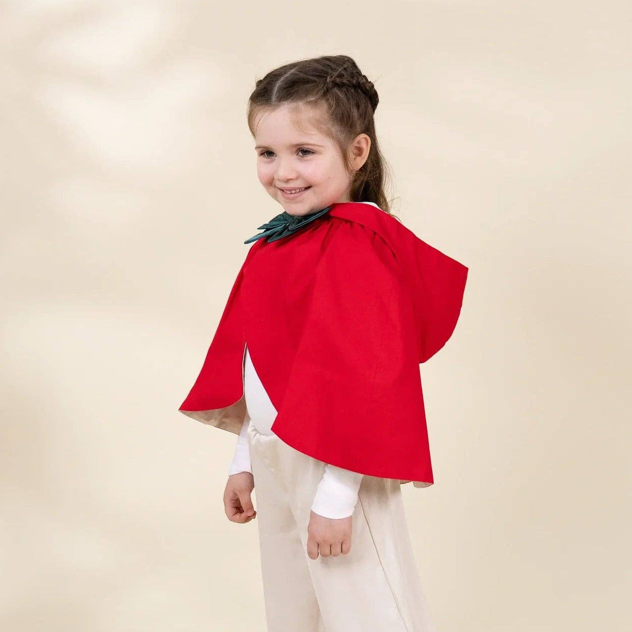 Role Play Dress-Up Red Cotton Twill Cape with Bow