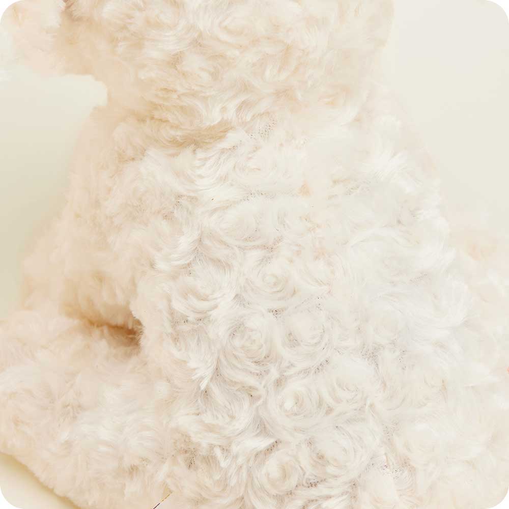Close-up of a fluffy beige fabric texture