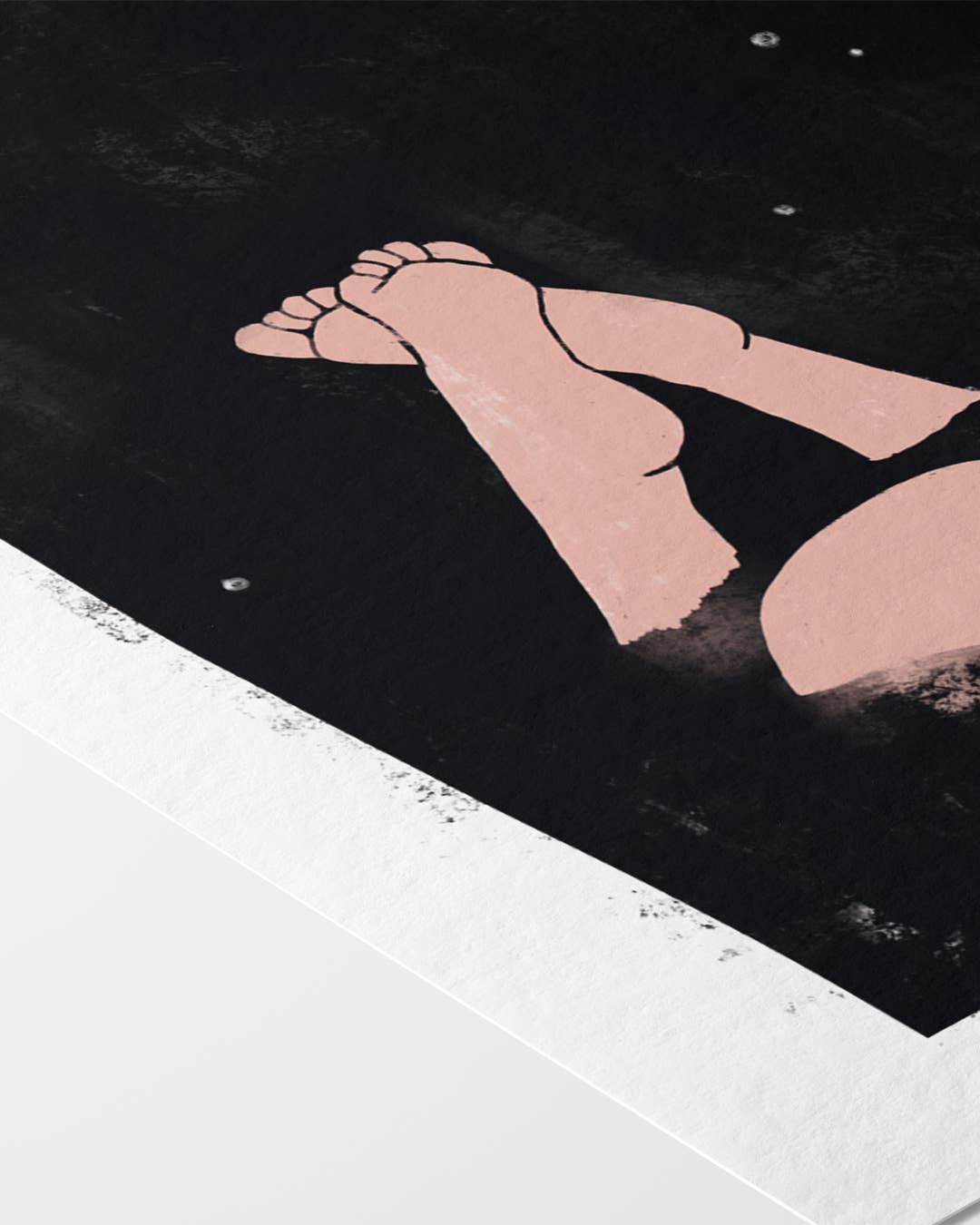 Illustration of a person in a black swimsuit with feet on a dark surface