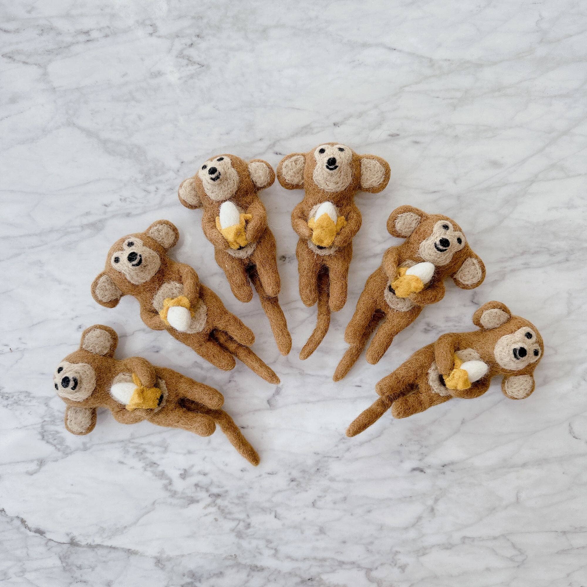 Felt Finger Puppet: Monkey Holding Banana