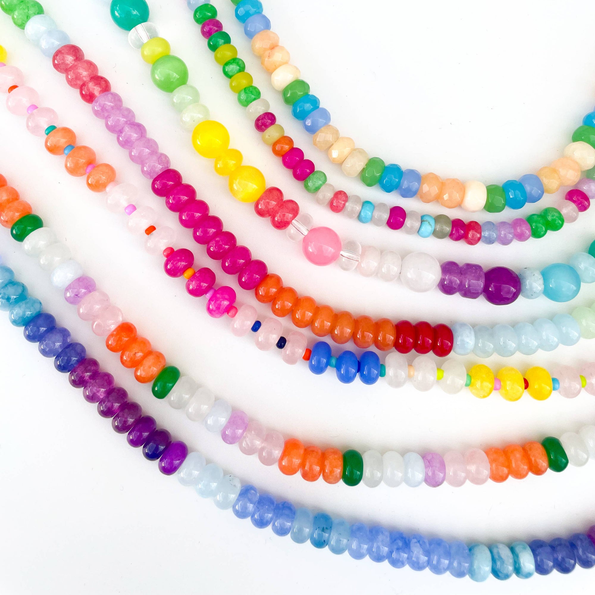 Sherbet Swirl - Rainbow Gemstone Bead Necklace