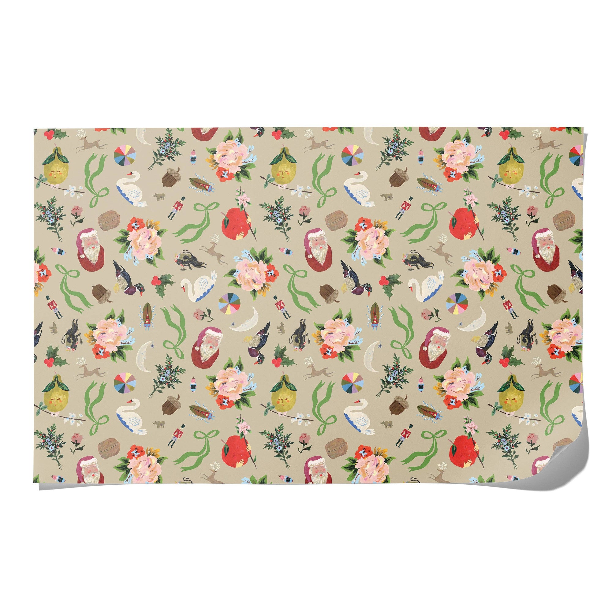 Patterned paper with colorful designs on a beige background