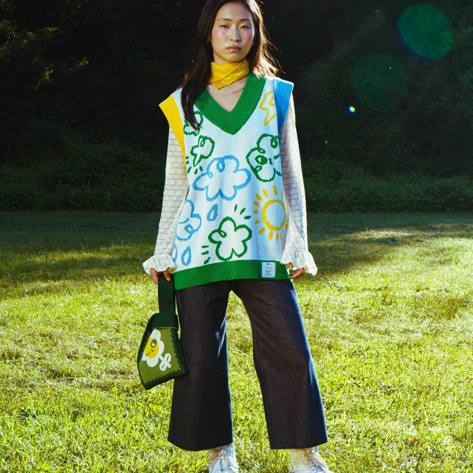 Knit jacquard sweater vest -Yoake