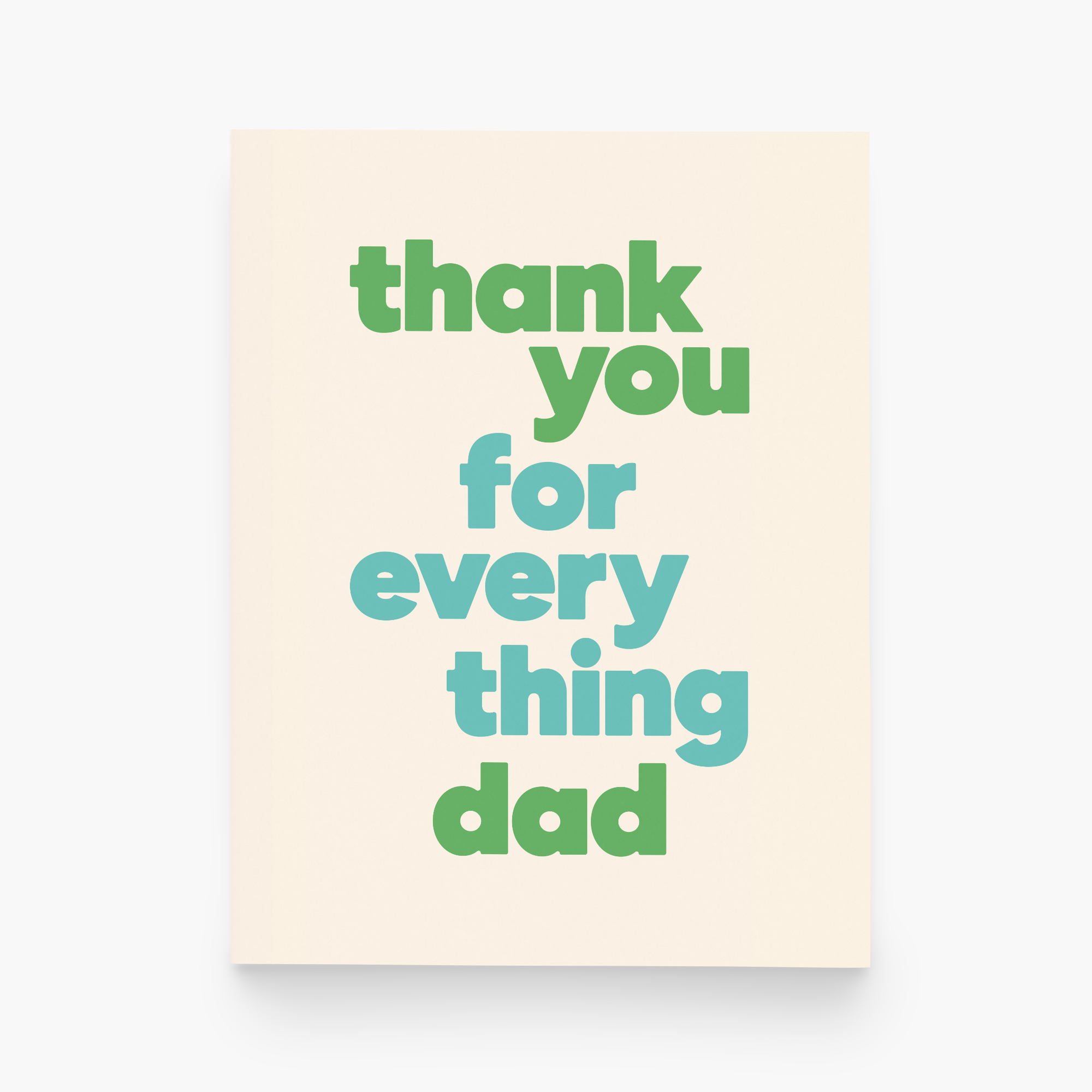 Card with 'thank you for everything dad' text on a beige background