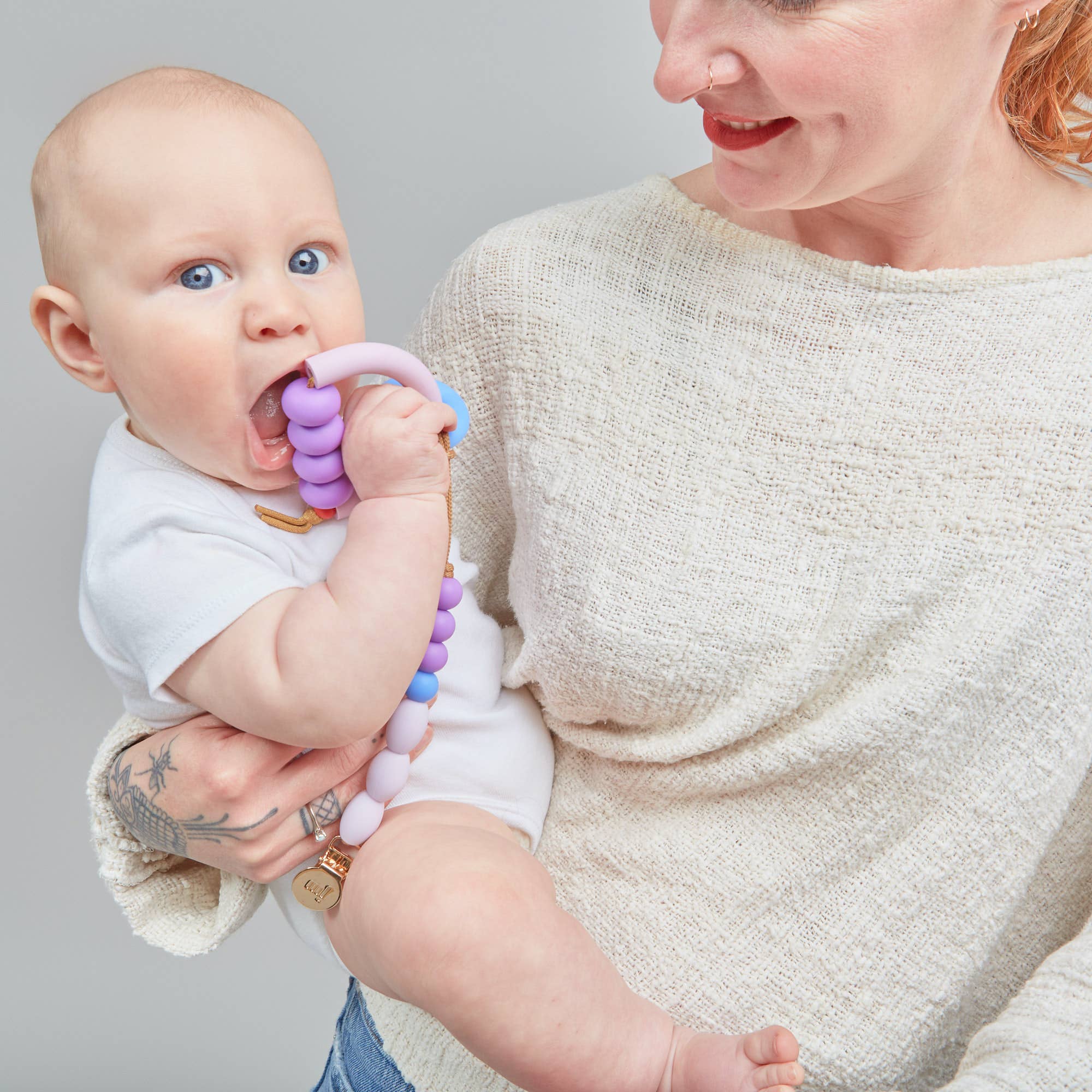 Plum Arch Ring Teether + Clip Set
