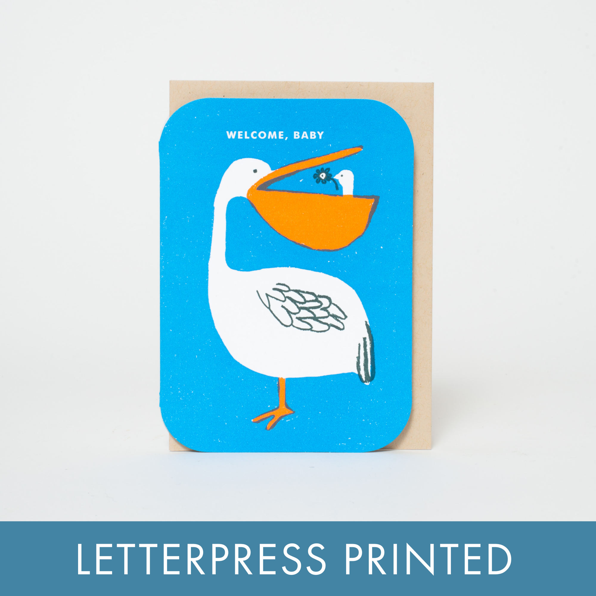 Welcome Baby Pelican Letterpress Card