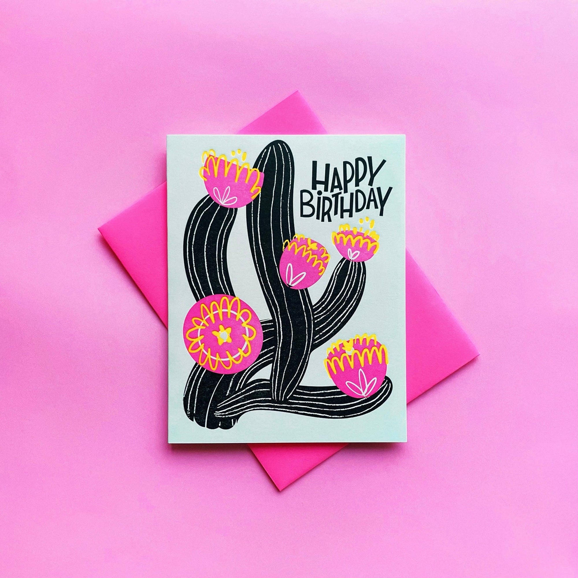 Happy Birthday Cactus - Fun Letterpress Card