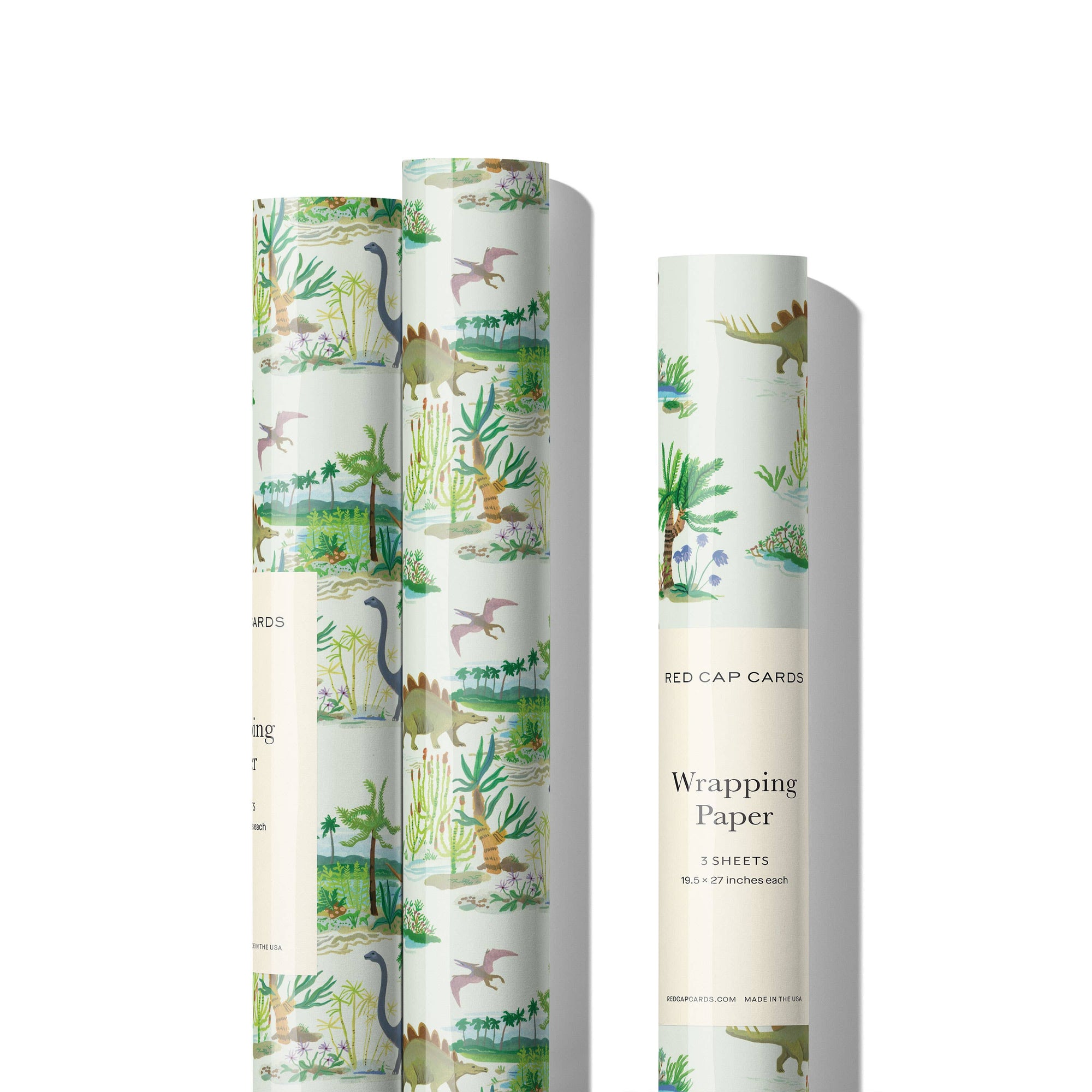 Dinosaurs wrapping paper: Rolls of 3 sheets