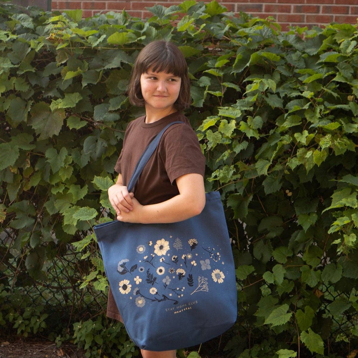 Pressed Flowers Big Zip Tote