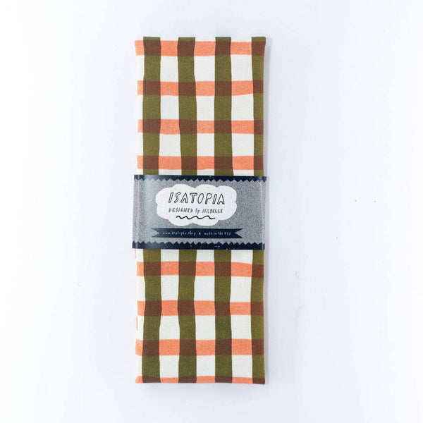 Picnic Tea Towel - vermilion & olive
