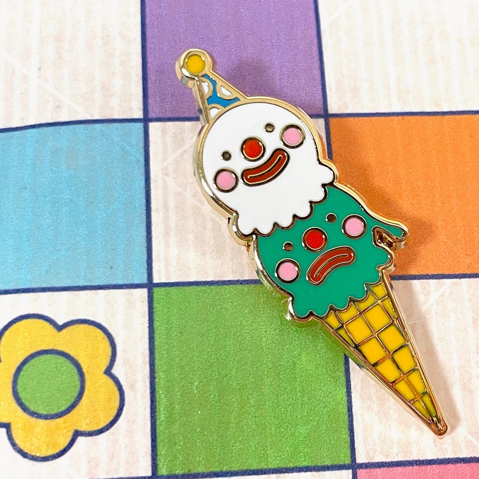 Happy Sad Ice Cream Enamel Pin