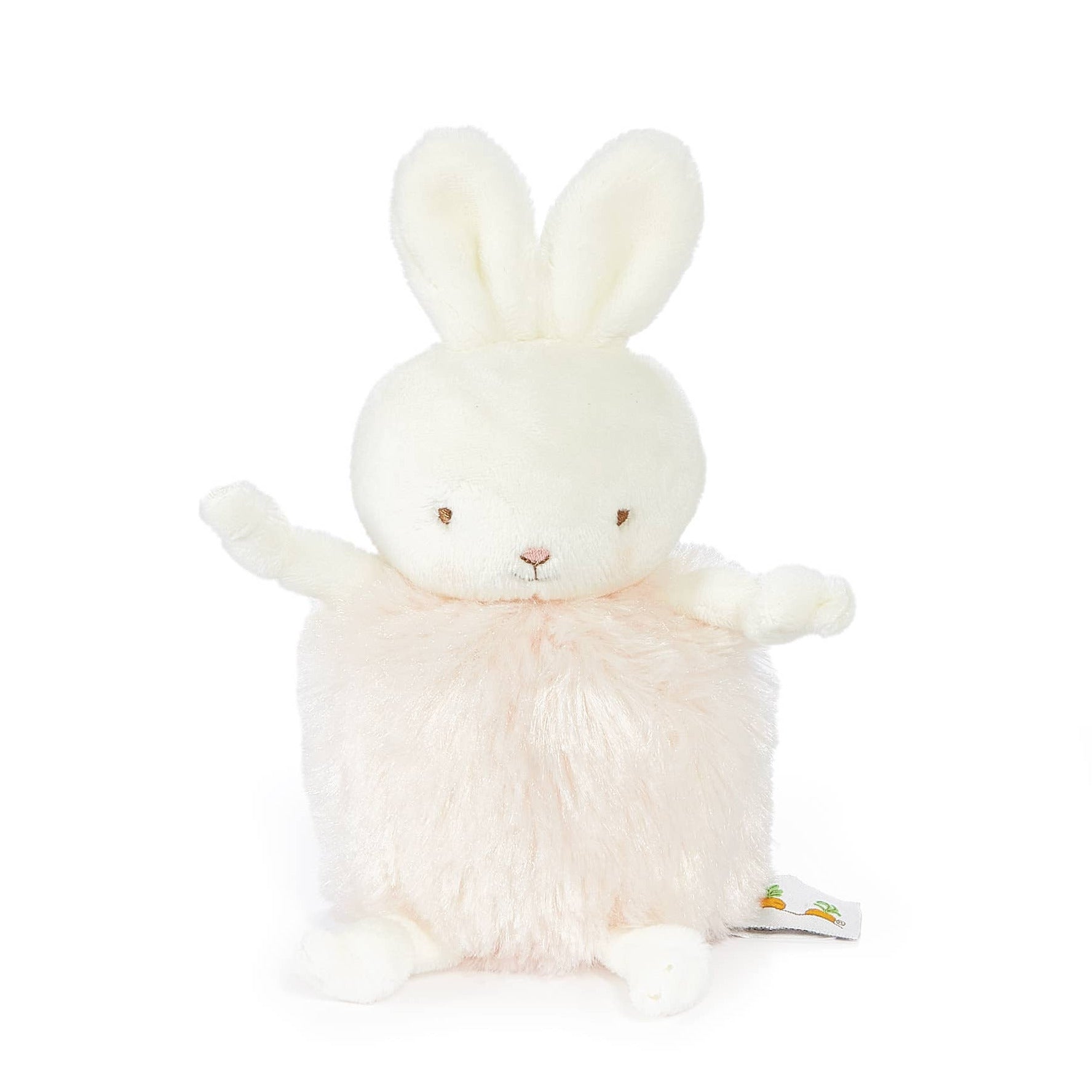 White plush bunny toy on a white background