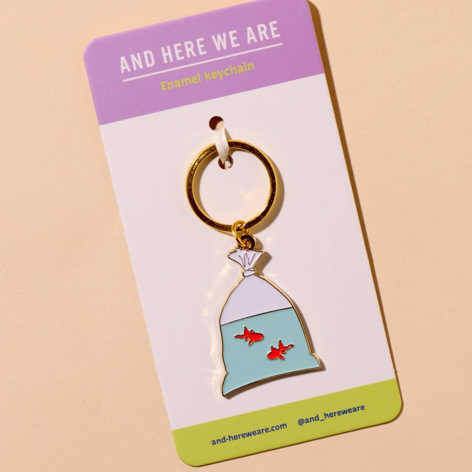 Goldfish in a Bag Enamel Keychain