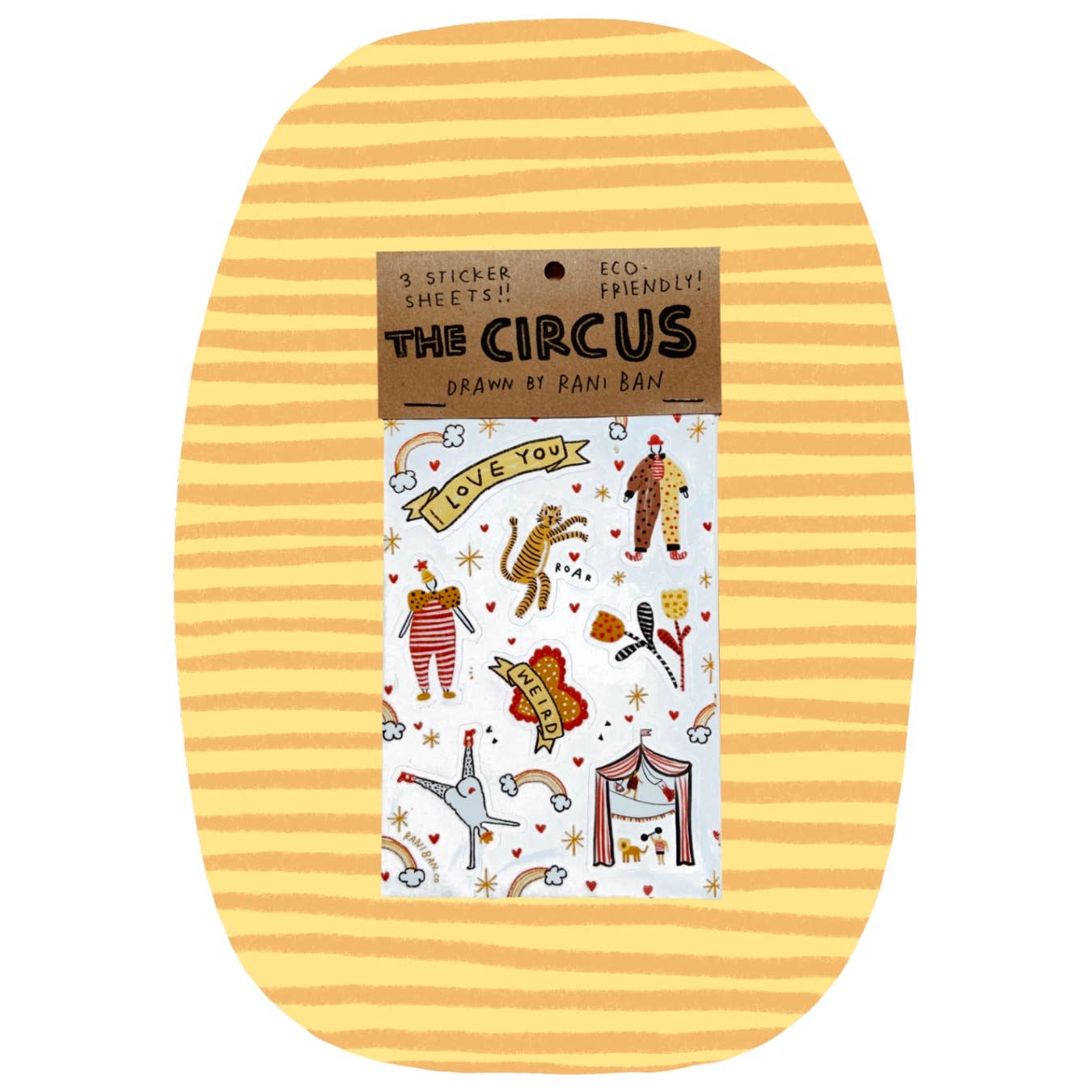 CIRCUS STICKER SHEETS - packs of 3