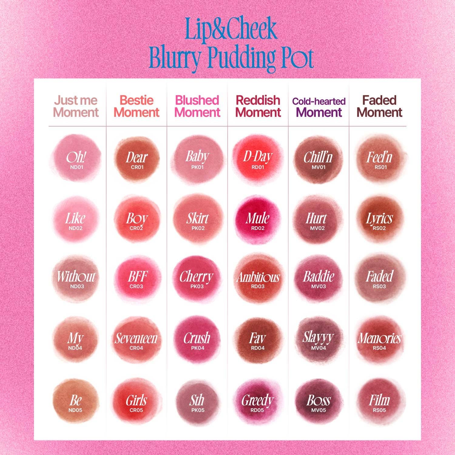 Fwee Lip & Cheek Blurry Pudding Pot (8 colors)
