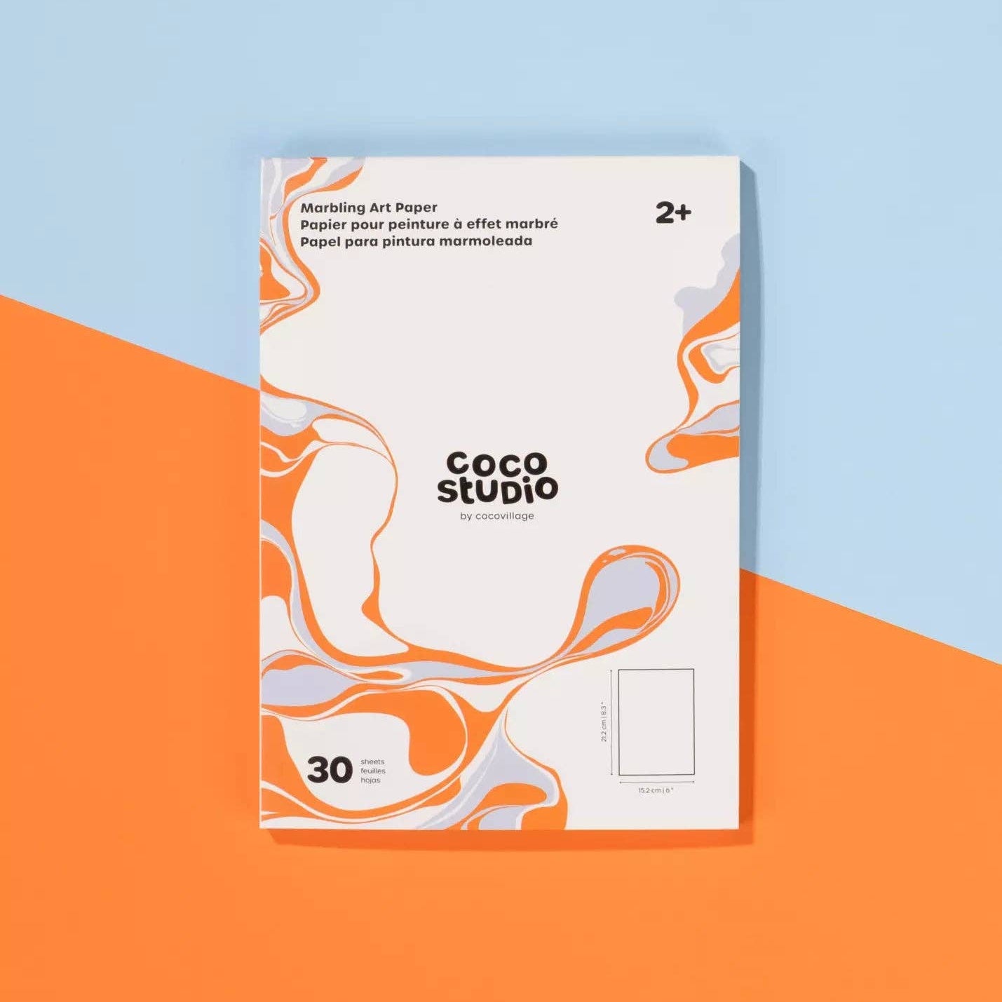Coco Studio art paper packaging on a two-tone background