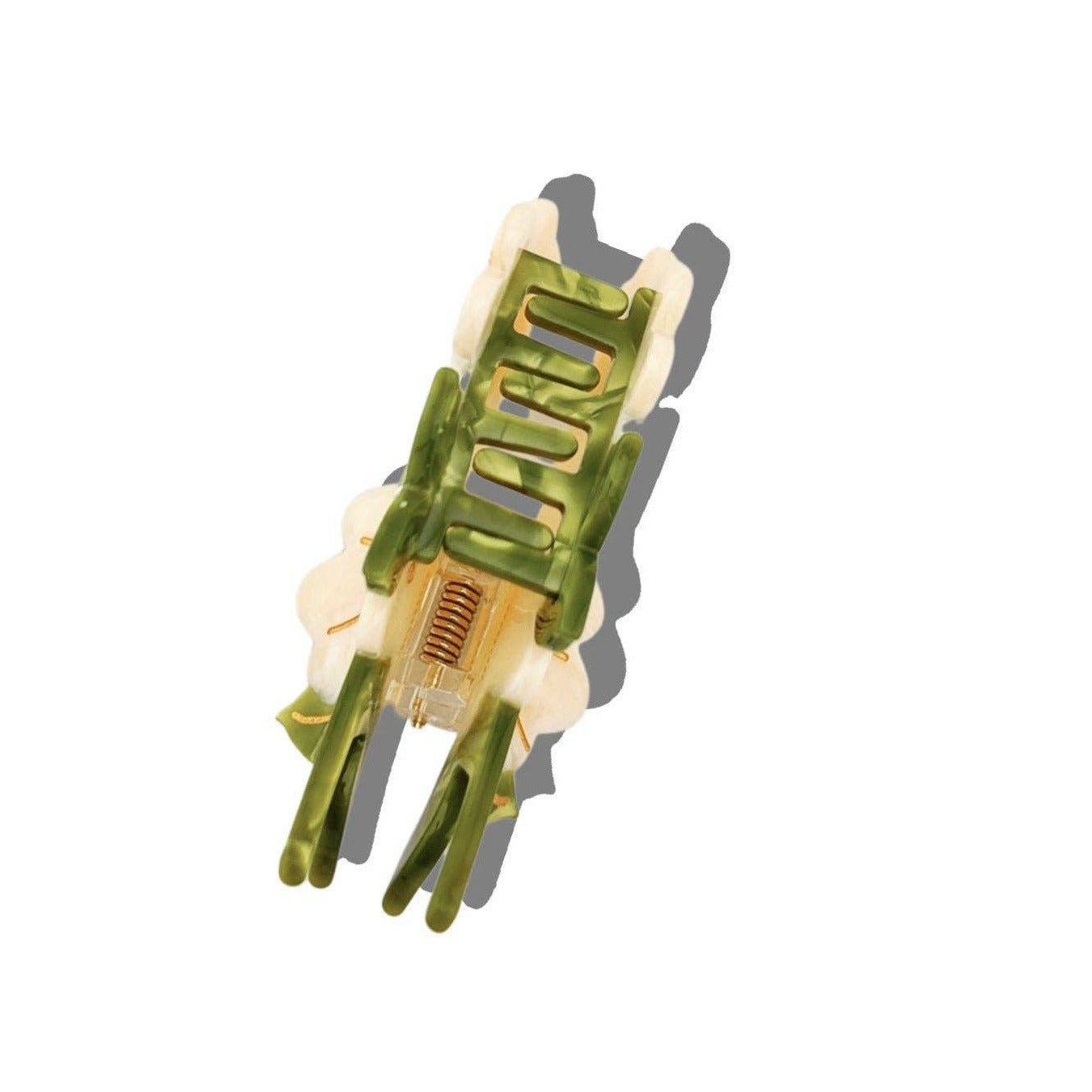 Small green mechanical model on a white background