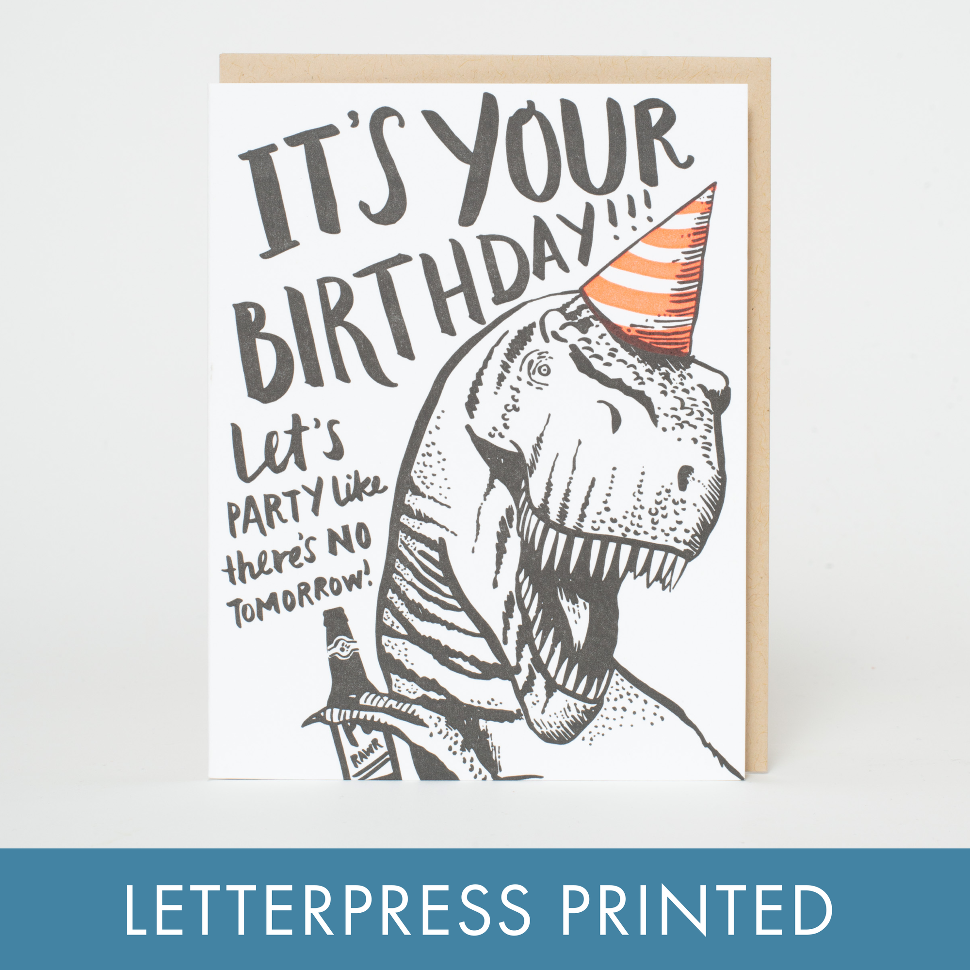 T-Rex Birthday Letterpress Card