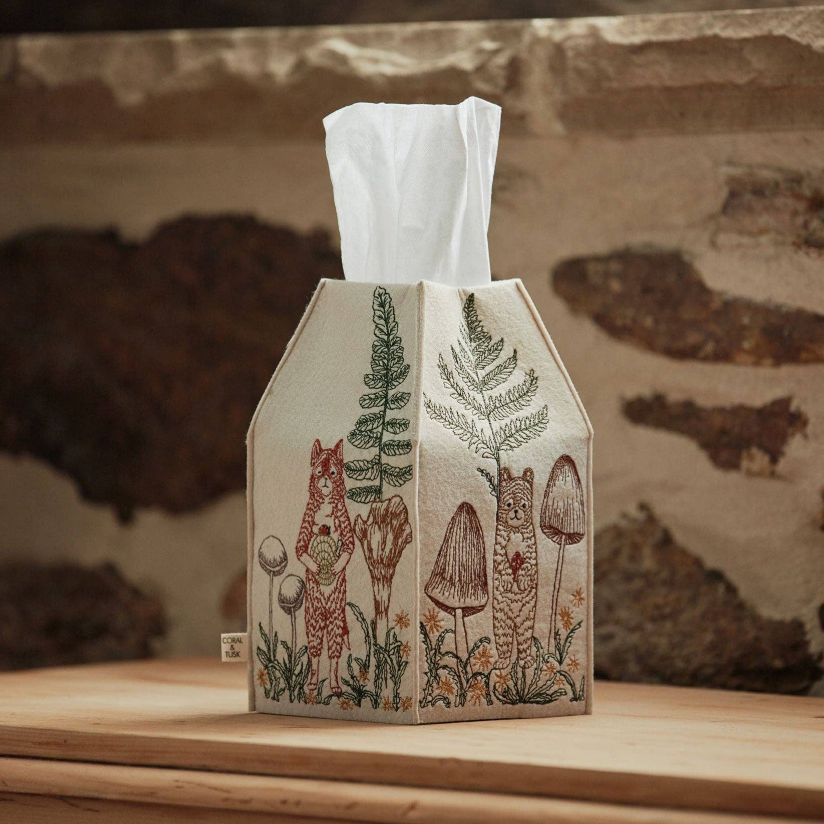 Mushrooms and Ferns Tissue Box Cover