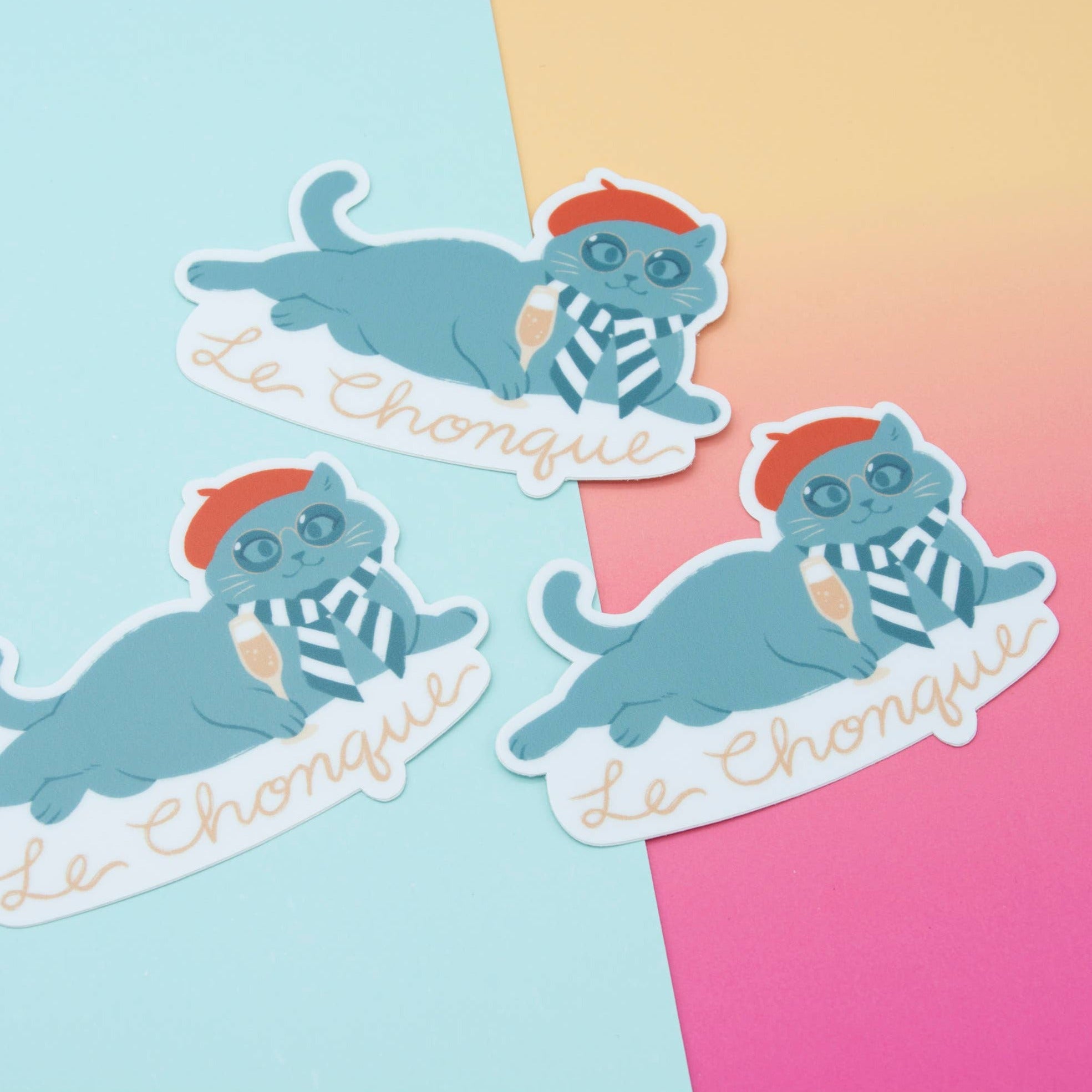 Le Chonque - Fancy Wine Kitty - 3" Vinyl Sticker