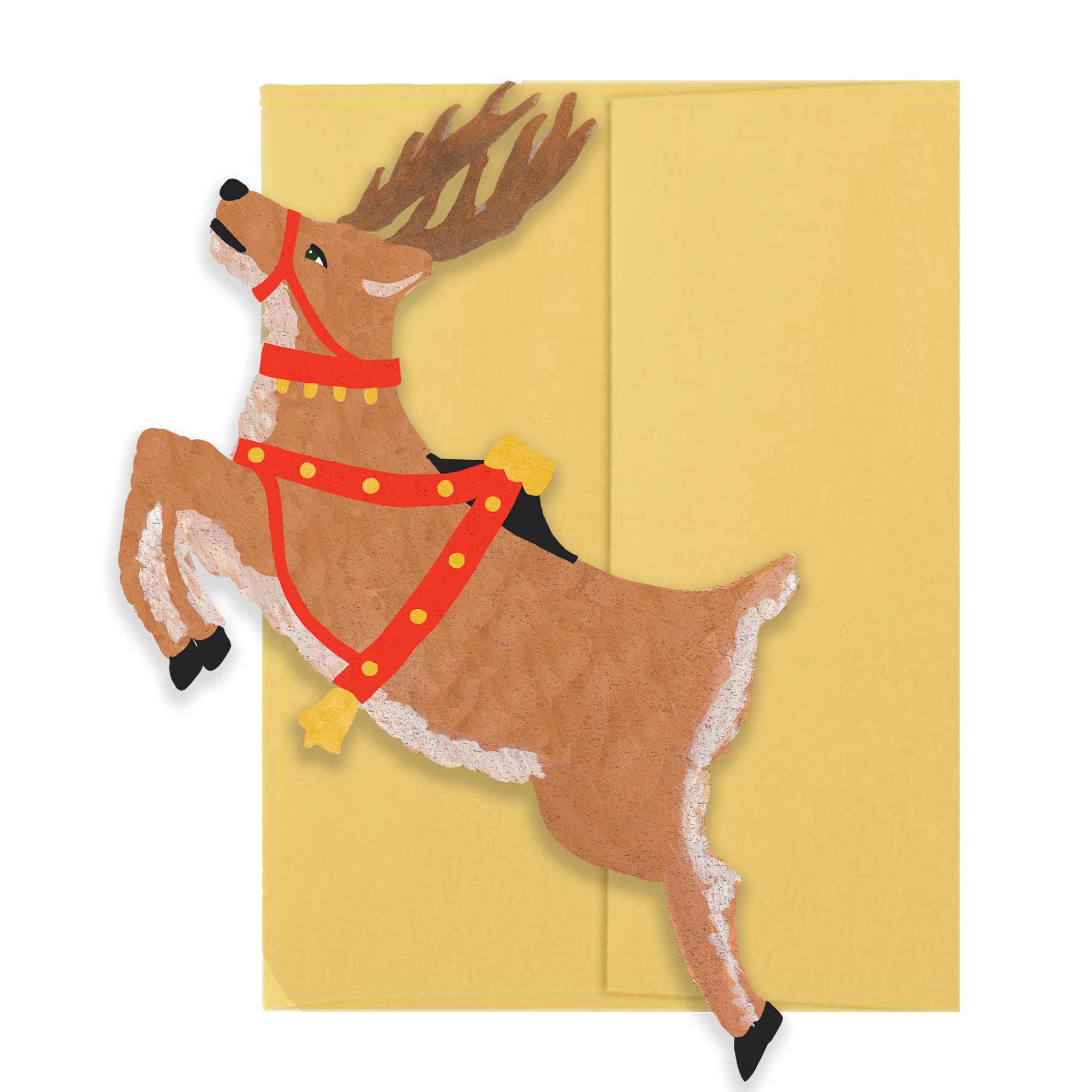 Card with a reindeer design on a yellow background