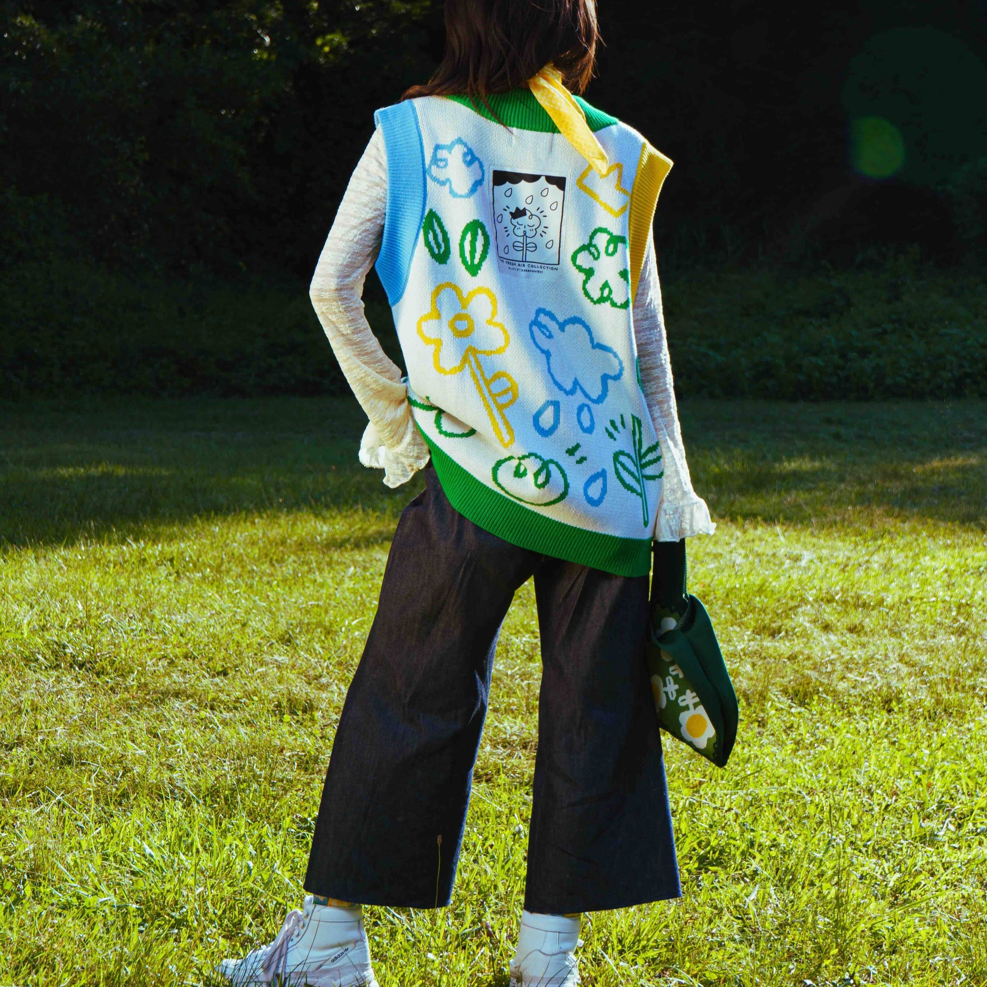 Knit jacquard sweater vest -Yoake