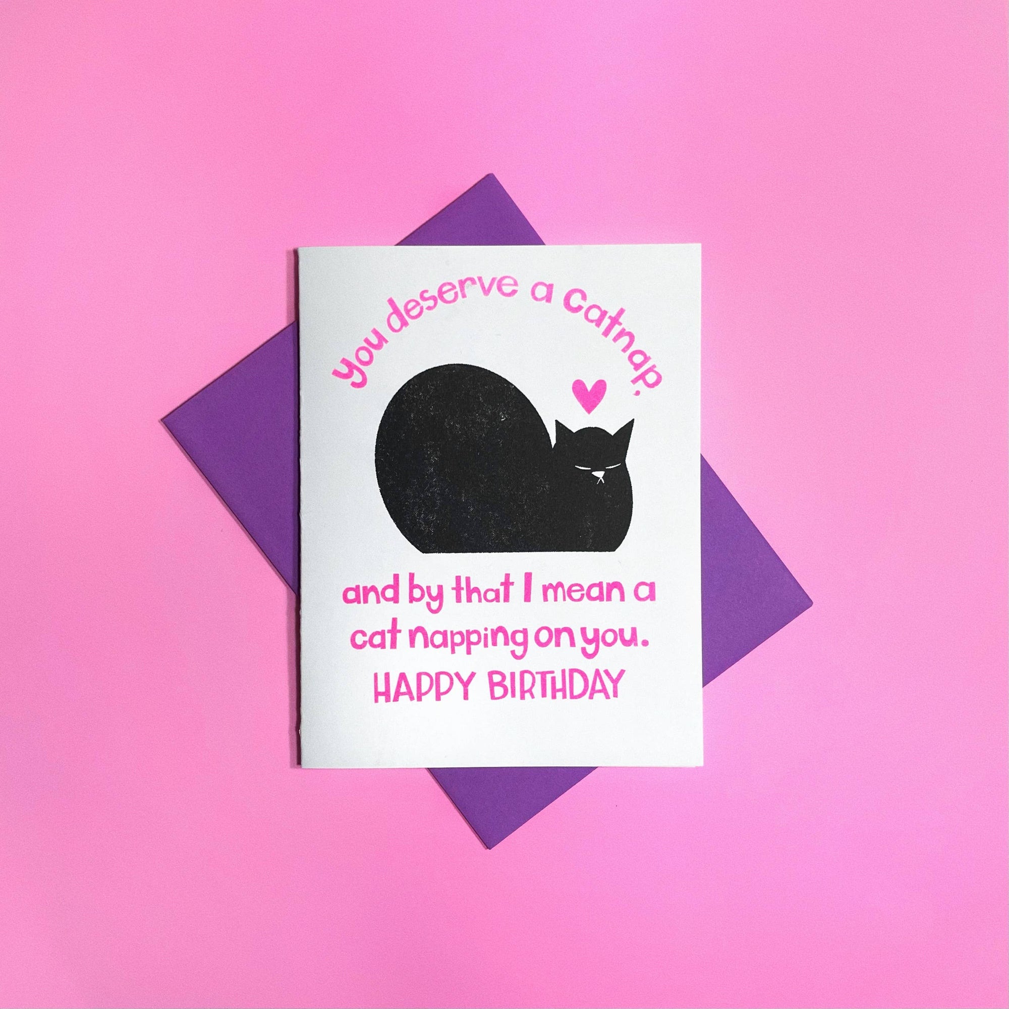 Cat Nap Birthday - Cute Risograph Greeting Card