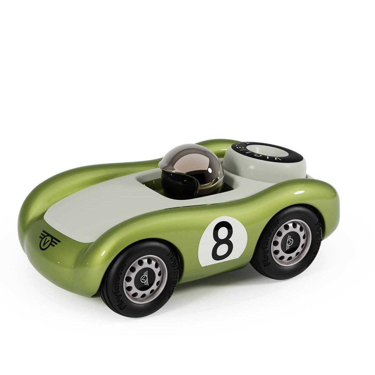 Toy race car with number 8 on a white background